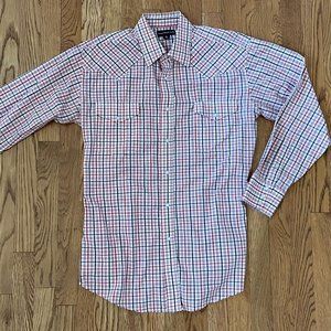{Panhandle Slim} Men's LS Plaid Pearl Snap Shirt Sz. 15.5/34